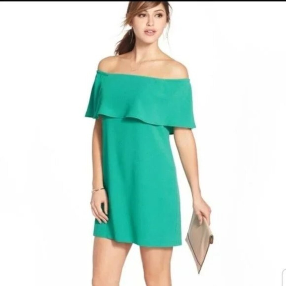 Charles Henry Off the Shoulder Dress - green, size XS